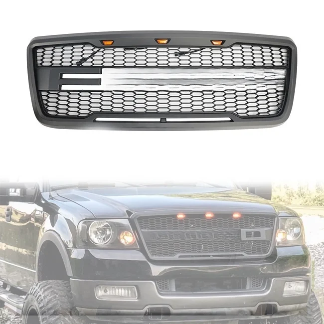 LUMA Accessories Truck Parts Black ABS Plastic Car Bumper Grill Replacement Fit For 2004-2008 Ford F150