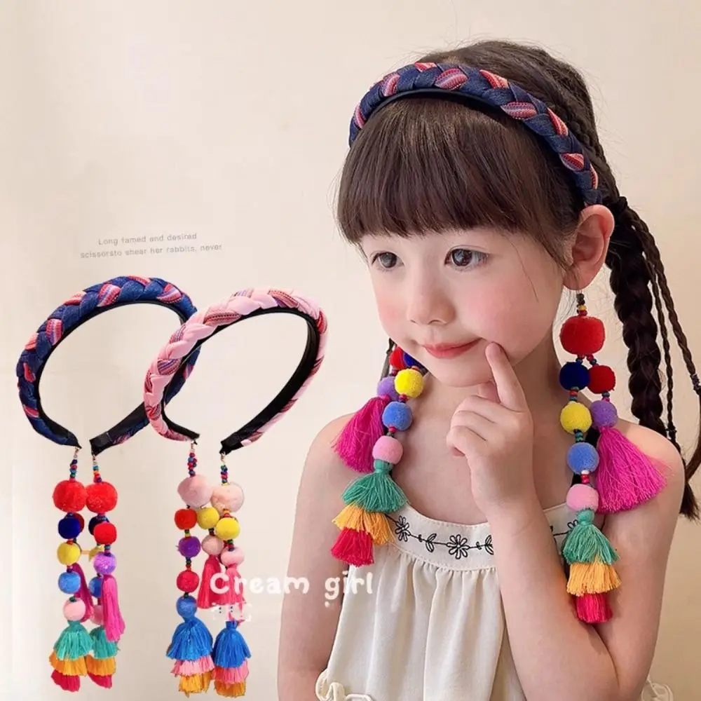

Elegant Exotic Ethnic Style Headband Retro Hair Ball Tassels Hairdband Headwear Cloth Bohemian Headbands Hair Accessories