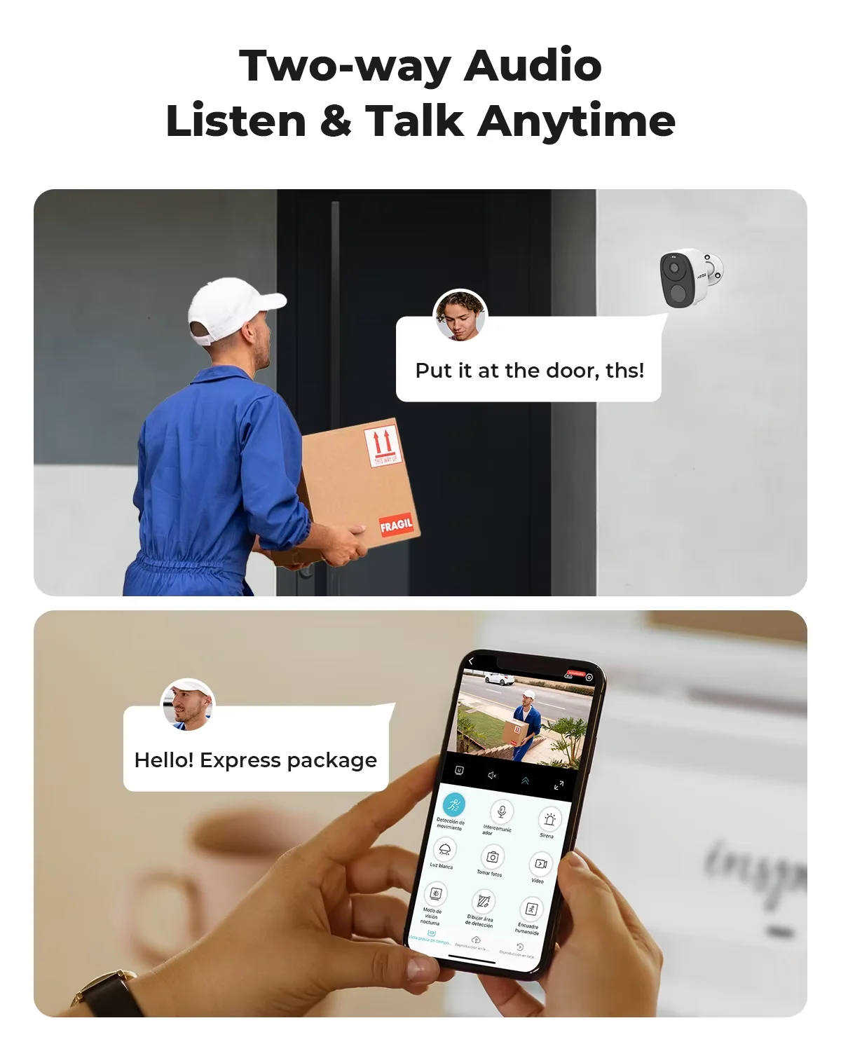 كاميرا H.VIEW PIR تعمل بالبطارية لاسلكية خارجية، كاميرا أمان WiFi 2K 3MP مع صفارة إنذار كاشفة، صوت ثنائي الاتجاه، مقاومة للماء