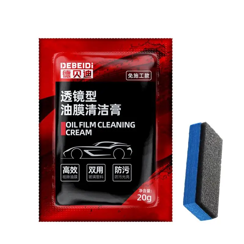 Car Glass Oil Film Clean Cream 20g Remove Car Glass Oil Film Cream With Sponge Remove Bird Droppings Auto And Home Glass