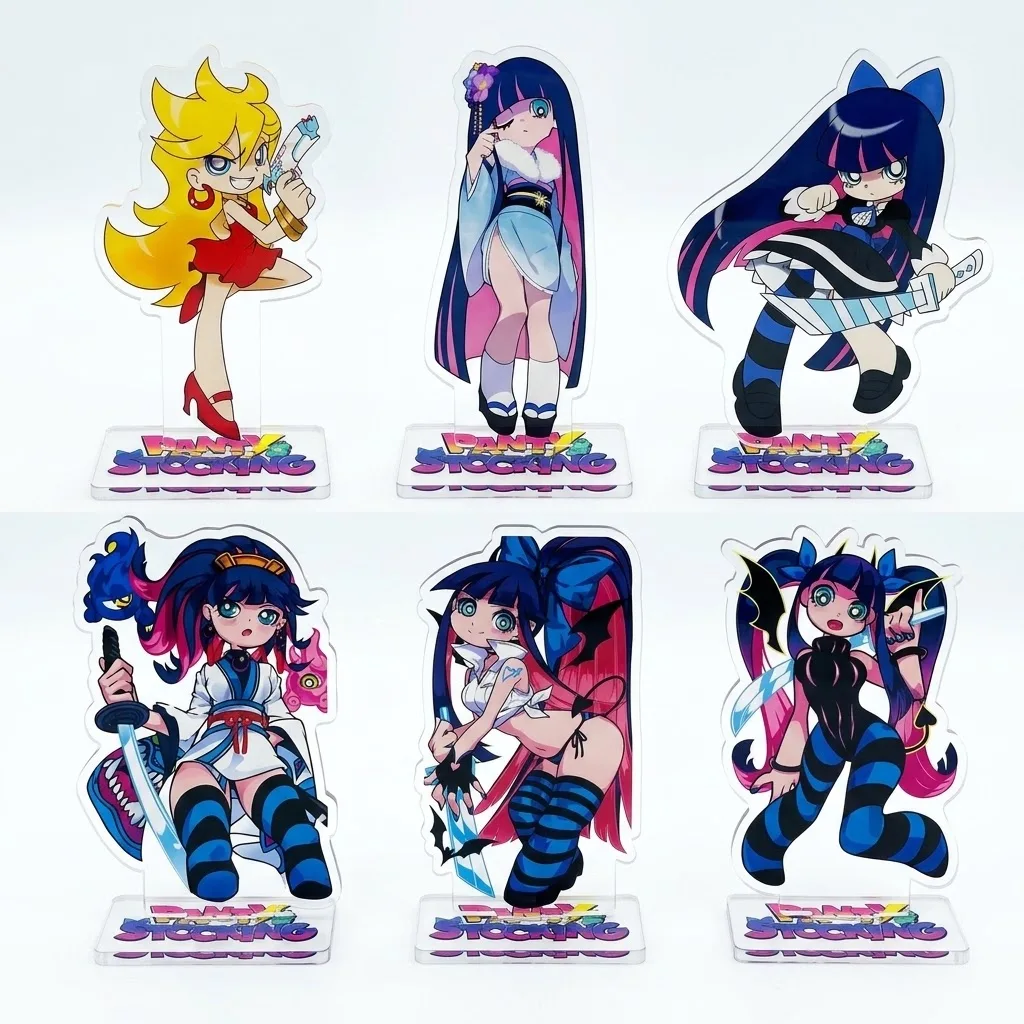 15CM hot Anime Panty & Stocking Acrylic cute Keychain Stand Accessories Goods Collection Gifts