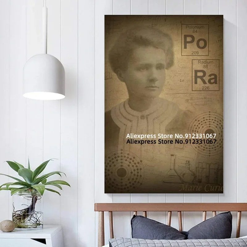 Marie Skłodowska Curie posters of great historical figures Canvas Pictures Poster decorative wall Art painting Living room Decor