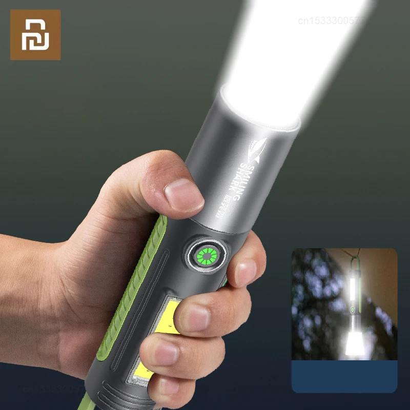 Xiaomi Outdoor Flashlight Portable Strong Light Variable Focus with Floodlight Side Light Multi-function LED Flashlights Camping