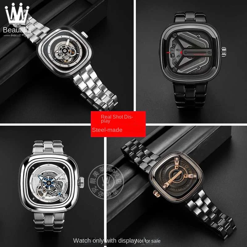 28mm For Seven Fridays Watch Strap Chain Stainless Steel Men's Watchband PS1/01M M202M Metal Clasp matte Bracelet Accessories