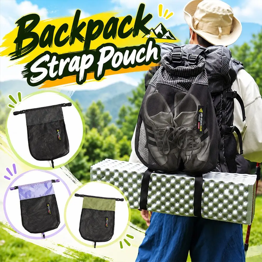 Nylon Mesh External Backpack Shoe Bag Drawstring Lightweight Hanging Shoe Bags Space Saving Drawstring Pouch