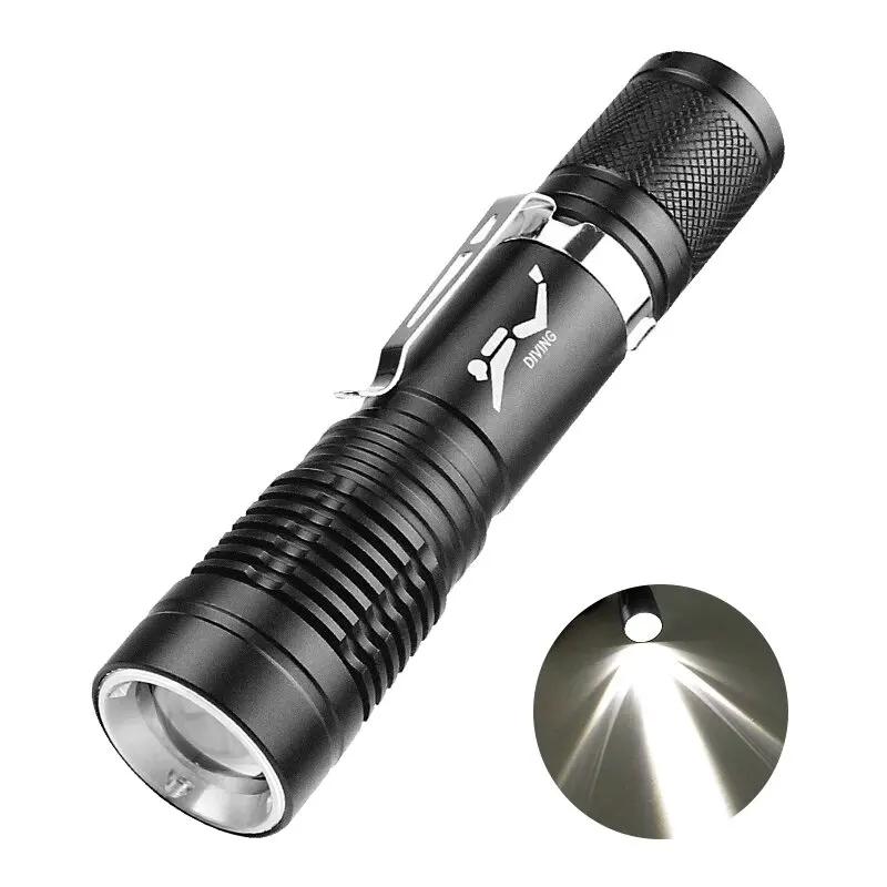 

Dive Underwater 10 Meter IPX8 Waterproof LED Diving Flashlight 300LM LED Torch Lamp With hand rope Powered by 3.7V Li-ion Battey