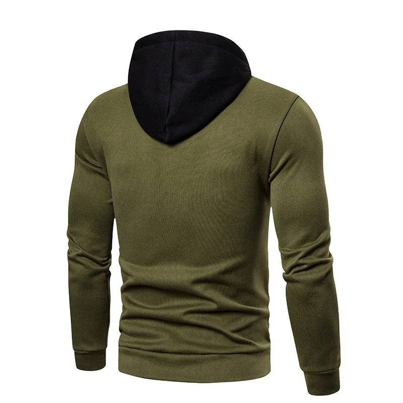 Men's patch printing hoodie outdoor casual sportswear street fashion men's fleece hooded sweatshirt autumn and winter dark color