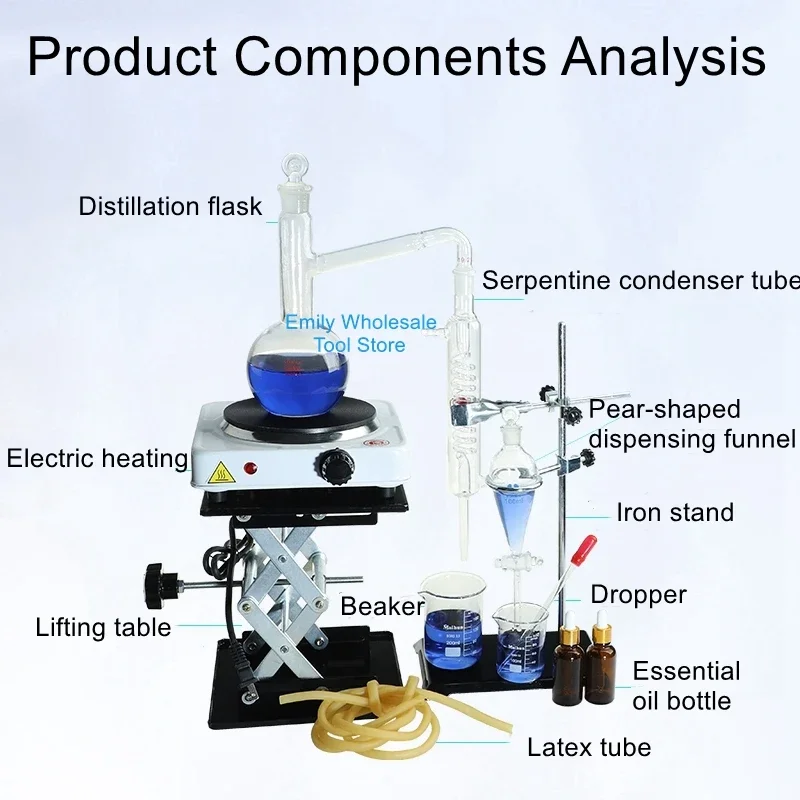 Essential oil extraction device Distilled water purification glass distillation condensate tube Chemical laboratory equipment