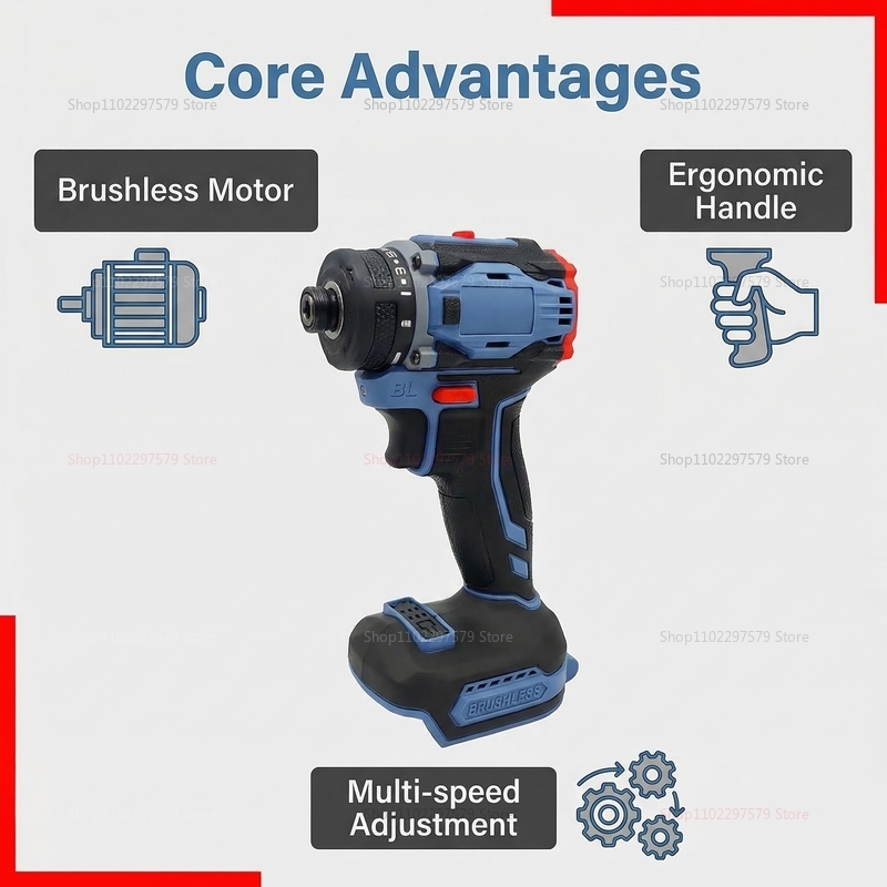  NEW Brushless Cordless Screwdriver 1/4 inch 4000 RPM Two Speeds 21+1 Gear For Makita 18V Batteries ideal For DIY Home Repairs. 