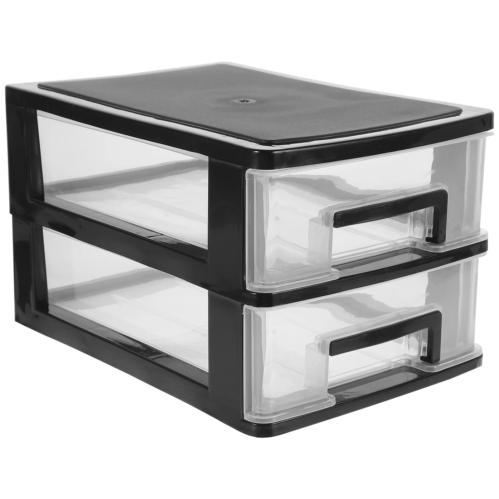 

2 Layers Drawer Type Storage Box Pp Plastic Makeup Organizer Container Black Transparent For Cosmetics Brushes Holder Desktop