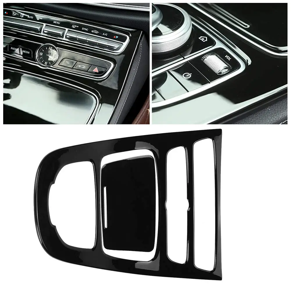 Console Gear Panel Frame Console Gear Shift Panel Cover Trim For Mercedes Benz E-Class W213 2016 2017 2018 2019(Black)