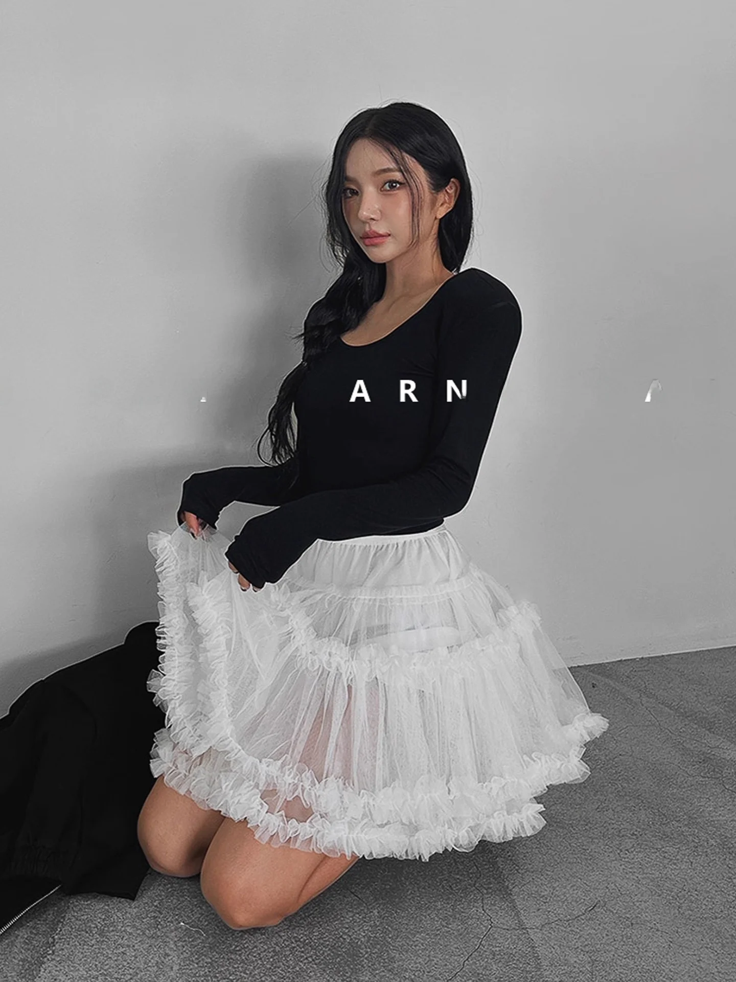 Romantic Sweet ARNOPAN  Skirt A-Line Flared Skirt Heavy Embellished Wood Grain  Princess Style Static-Free Lined Poly...