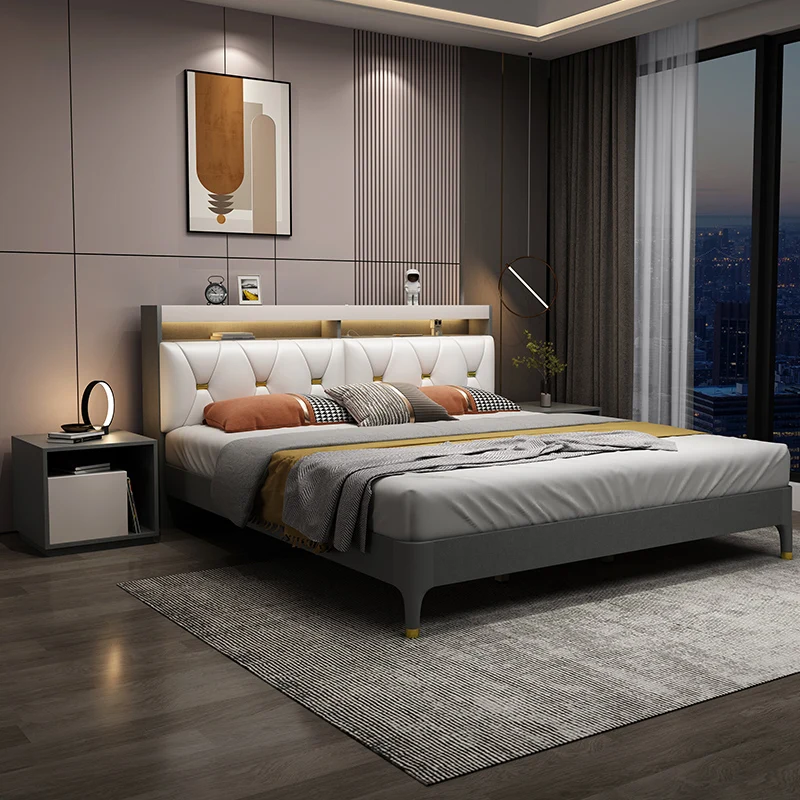 

new design upholstered queen bed with storage double bed frame bedroom sets furniture Multifunctional bed A