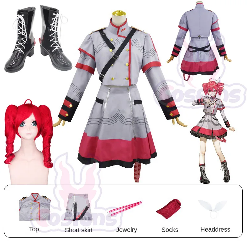 

Anime Kasane Teto Cosplay Vtuber Costume Synthesizer V Teto's Wigs Outfit Uniform Halloween Party Clothing for Women Boots Wigs