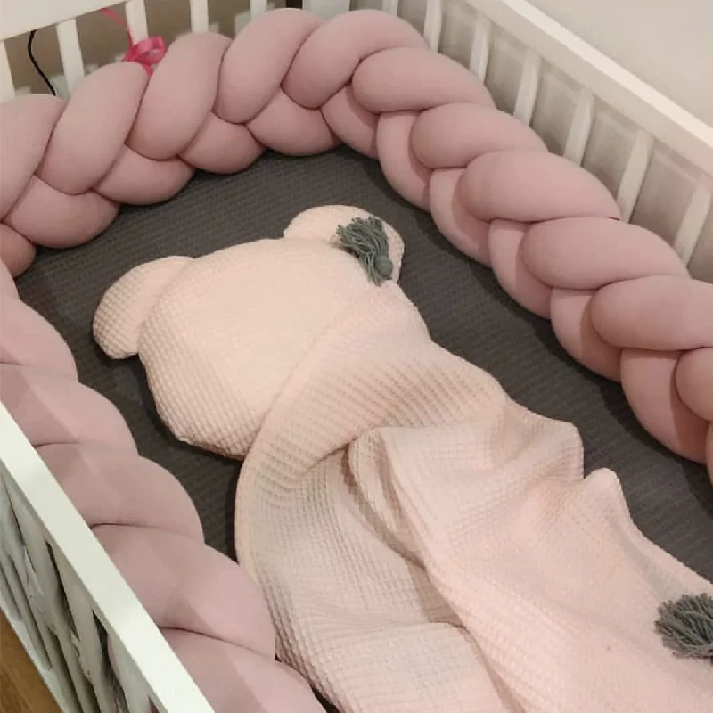 4M Baby Bed Bumper On the Crib Bedding Set for Newborn Baby Cot Protector Knot Braid Pillow Cushion Crib Anti-collision Fence