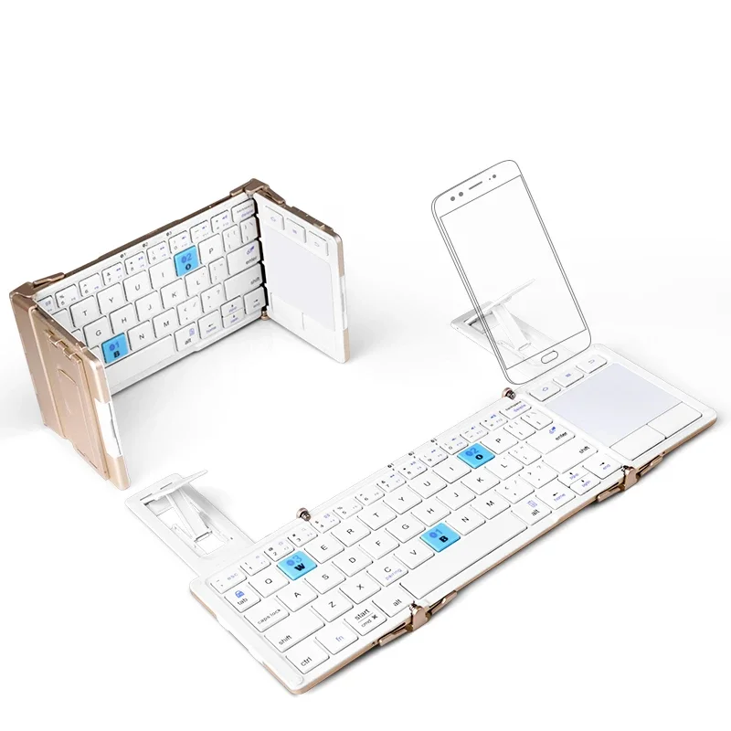 

Aluminum alloy tri-fold WIREELS keyboard With touchpad and stand