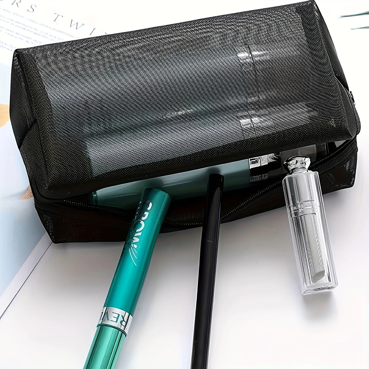 1 قطعة السفر شبكة سوداء حقيبة مستحضرات التجميل سستة حقيبة مستحضرات تجميل للنساء غسل حقيبة أدوات الزينة ماكياج المنظم المحمولة كيس التخزين