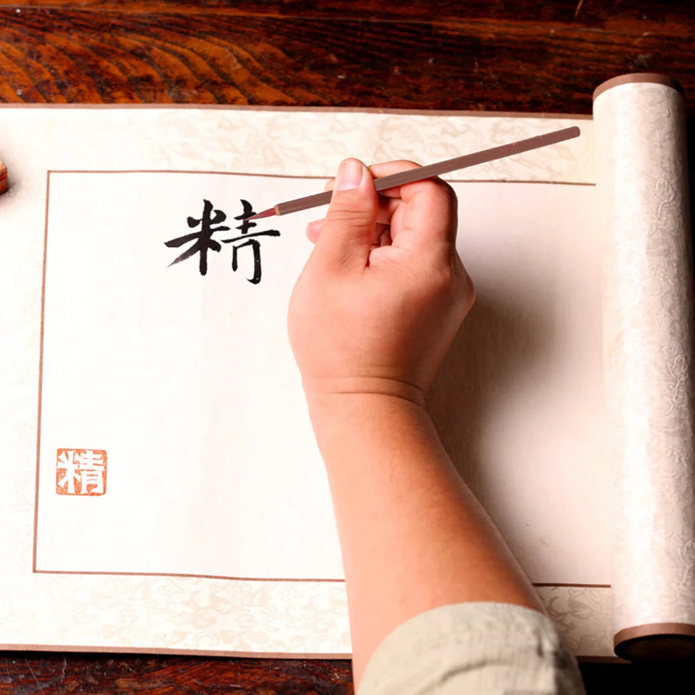 3 Pcs Hook Line Little Red Writing Brush Student Wood Chinese Calligraphy Drawing