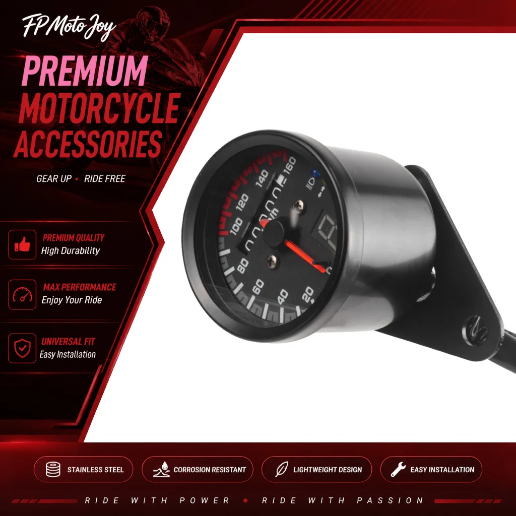Tableau de bord universel multifonction pour moto, compteur de vitesse LED noir avec affichage clair de la position du levier de vitesse, indicateur de vitesse
