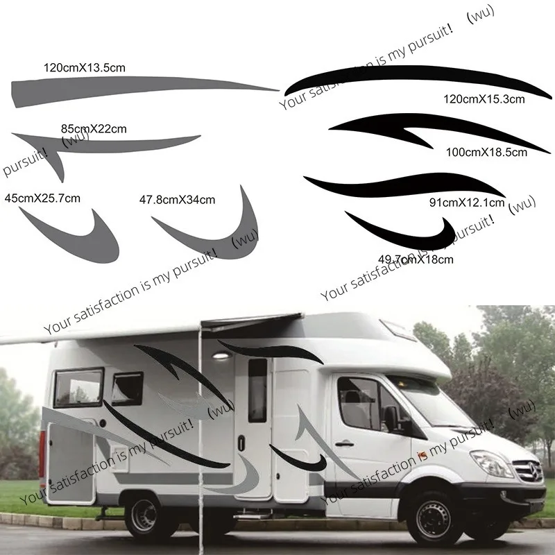 1 pair, (black + gray) vinyl decal pattern sticker, suitable for campers, trailers, etc