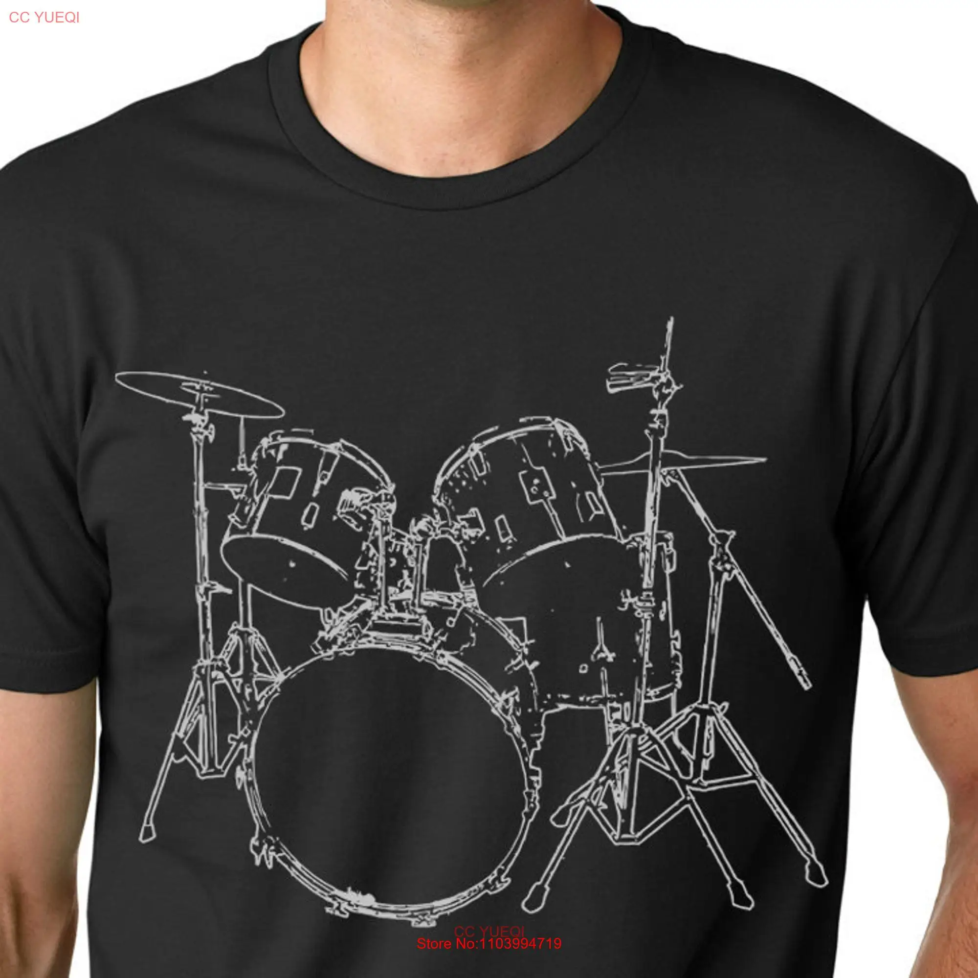 Drums T shirt cool Musician screenprinted DRUMER long or short sleeves