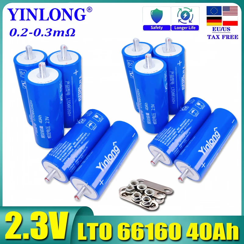 

12PCS Original 2.3V 40Ah lithium Titanate battery Yinlong LTO66160 10C discharge DIY 12V 24V low temperature resistant batteries