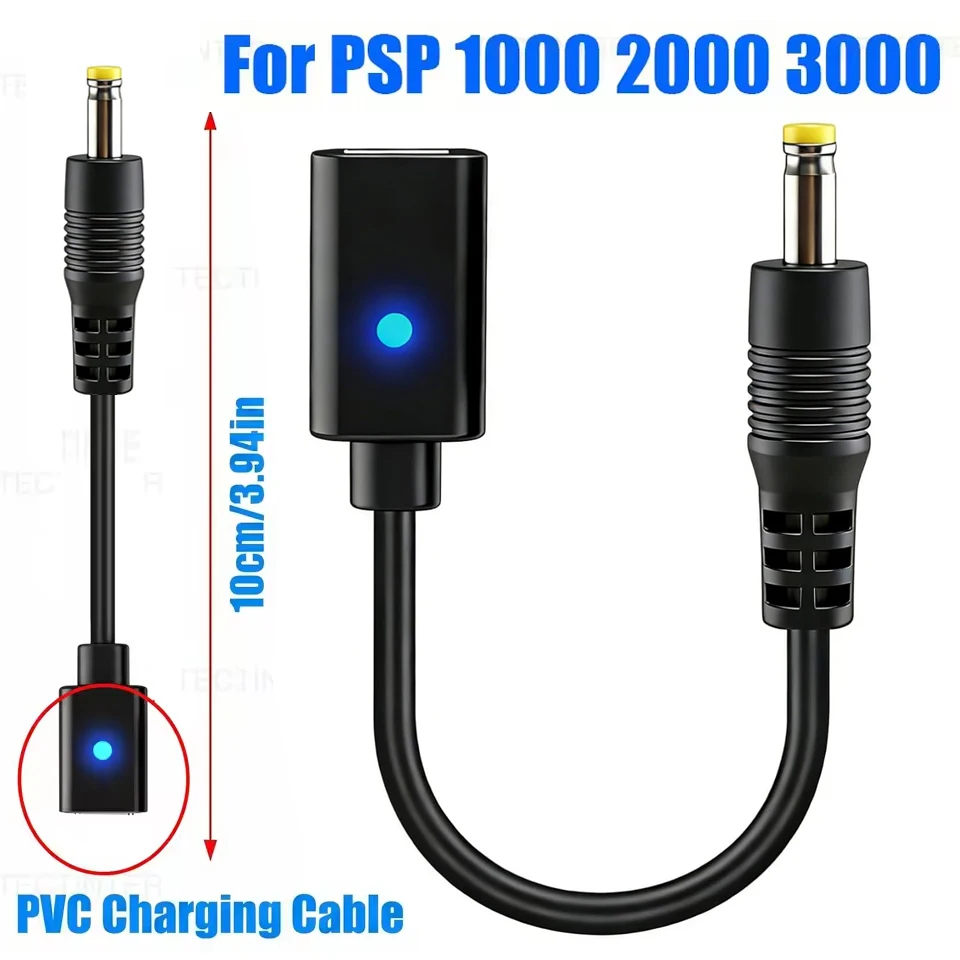 For PSP1000/2000/3000 Console USB C Cable Charging Adapter Type C LED Power Convert Wire Cord for Playstation PSP Accessories