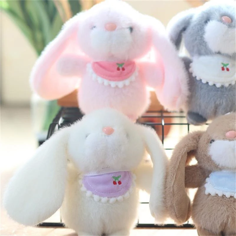 Écharpe mignonne lapin longues oreilles lapin en peluche poupée douce Ragdoll porte-clés sac pendentif sac à dos suspendu ornement jouets en peluche cadeaux pour enfants