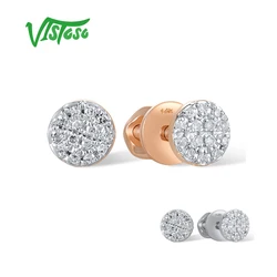 VISTOSO Genuine 14K 585 White Rose Gold Earrings For Lady Sparkling Diamond Minimalist Wedding Anniversary Gifts Fine Jewelry