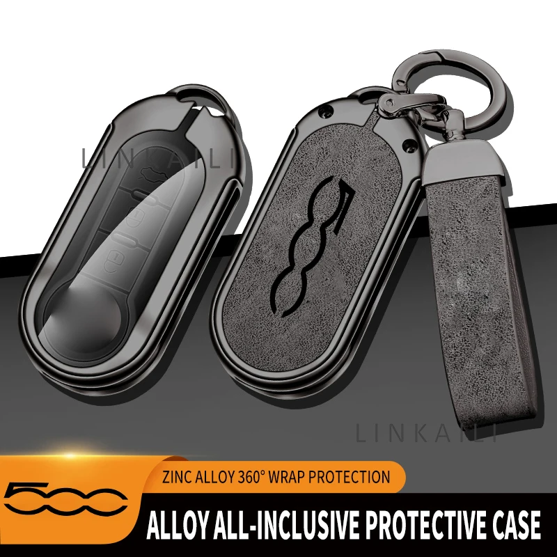 Suitable for Fiat 500 500C 500e 500L 500X zinc alloy high-grade leather car key protective cover auto accessories