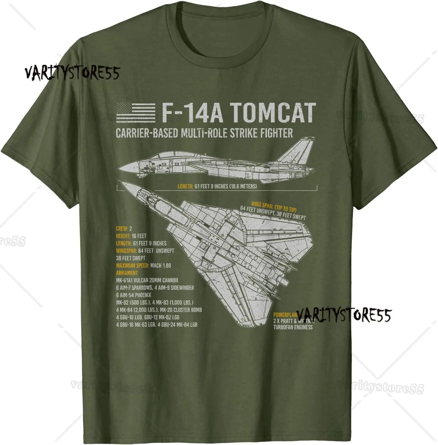 F-14 Tomcat F14 Aircraft Airplane Blueprint Schematic Men T-Shirt Short Sleeve Casual 100% Cotton O-Neck Summer Shirt