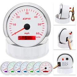 Waterproof 85MM GPS Speedometer With GPS Antenna 7 Color Backlight 60MPH For Motorcycle Marine Boat Car Truck Speed Gauge Meter