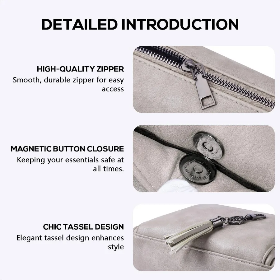 محافظ كروس POIUGOYA للنساء من الجلد النباتي العصري حقيبة كروس متوسطة الحجم للنساء محفظة سفر كروس مدمجة في المحفظة