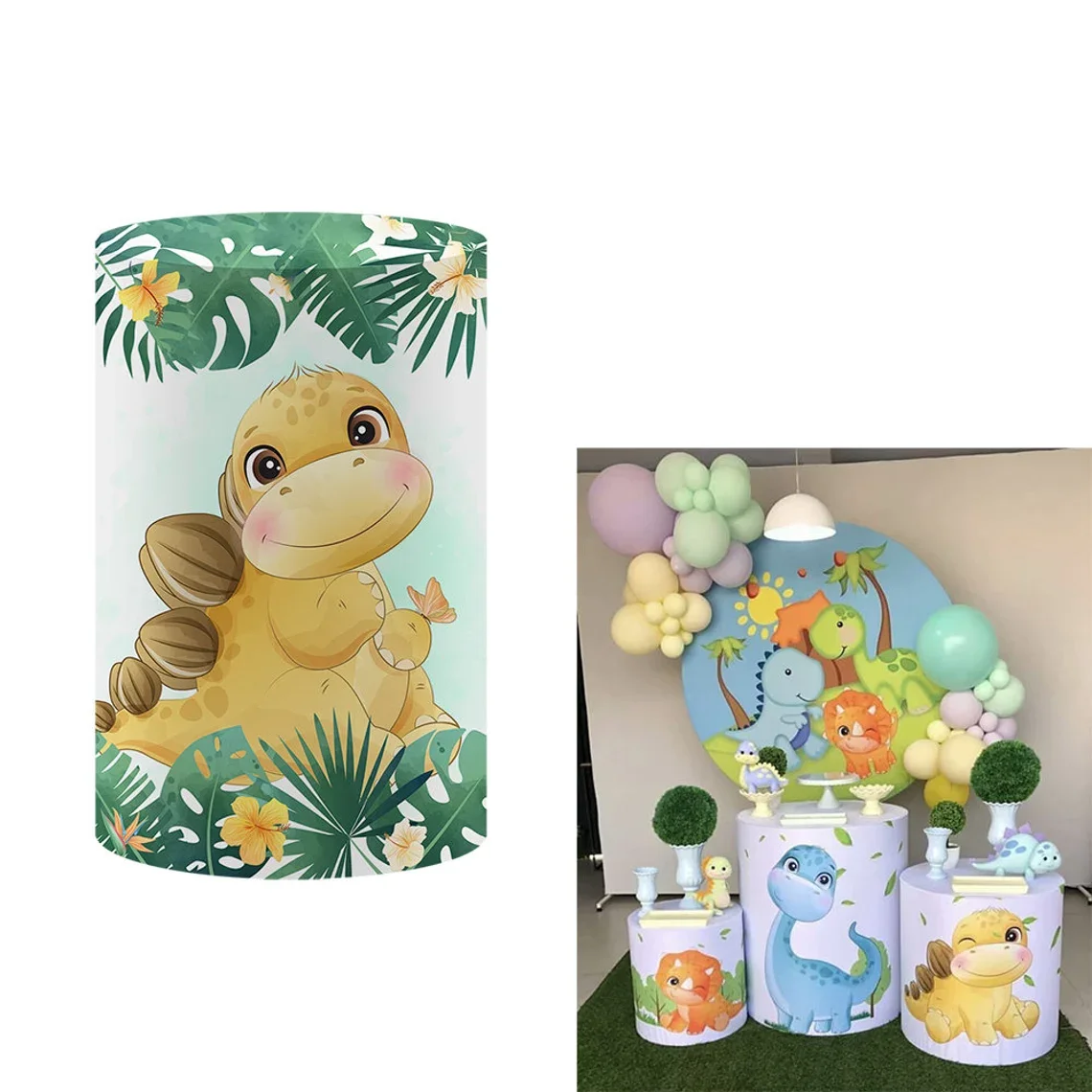 Mocsicka اسطوانة خلفية ديكور لطيف الديناصور الجوراسي فتاة طفل حفلة عيد ميلاد التصوير خلفية عرض الطفل غطاء مخصص