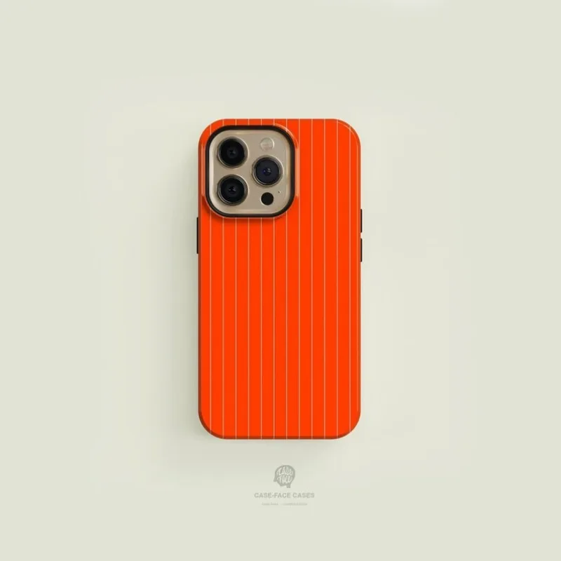 Pinstriped Orange Cream  Case For IPHONE 16ProMax 15 14 13 12 11 PRO Plus Acrylic TPU Two in one Magnetic Phone Cases