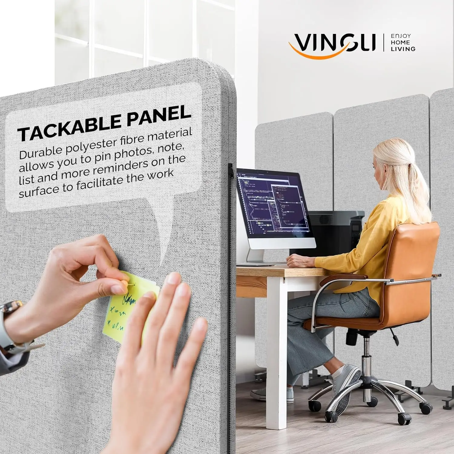 Tela divisora de ambiente, parede divisória de privacidade independente, painéis conectados com zíper com rodas, separador de espaço de escritório (light Gra