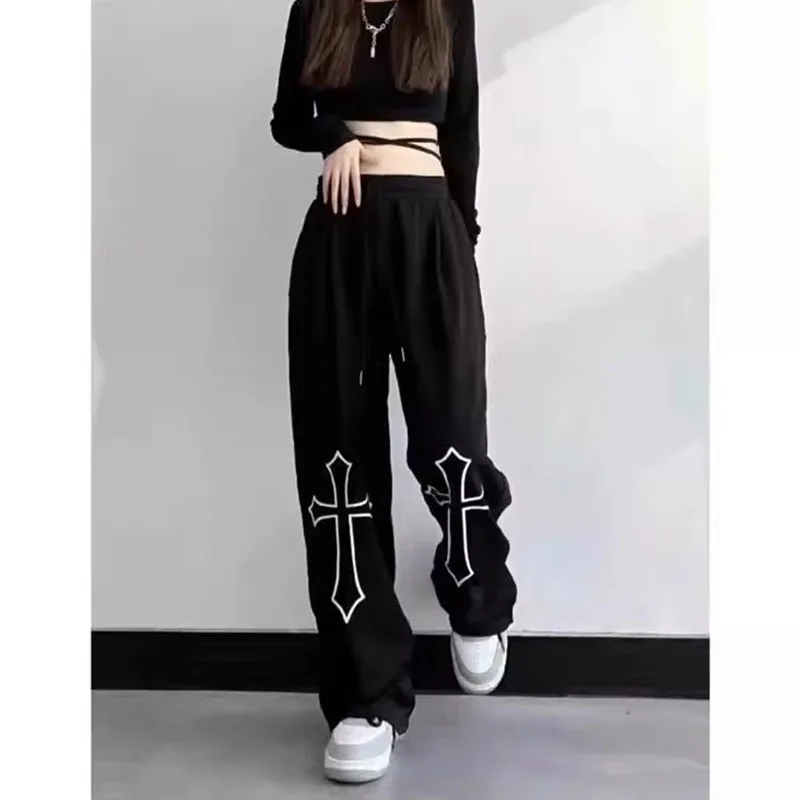 vibe pants High street retro personality hiphop casual pants men and women straight leg sports wide-leg pants