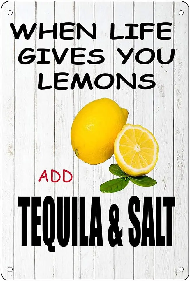 When Life Gives You Lemons Tin Sign Bar Cafe Billiard Room Home Wall Art Decorations,Funny Tin Sign 12x8inches