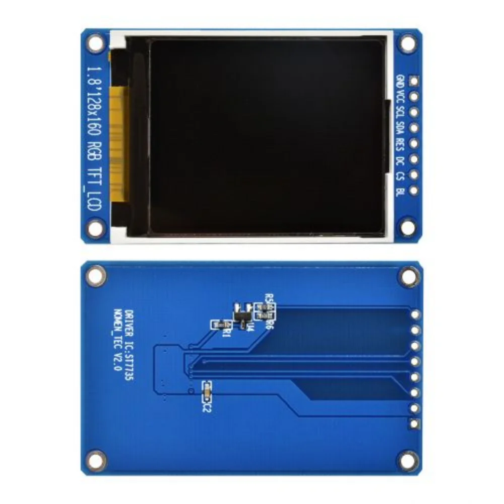 Módulo de Ecrã LCD TFT, Resolução Colorida 128RGB x 160, Interface SPI, ST7735S, Drive IC, 1,8"