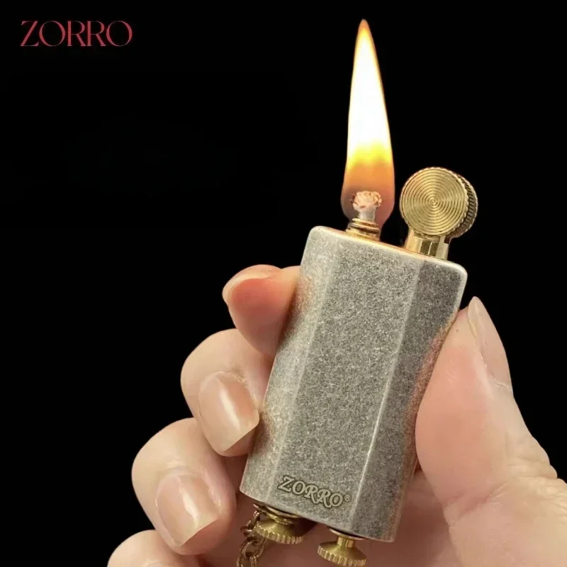 Zorro Retro Ultra-thin Brass with Chain Grinding Wheel Ignition Creative Corgi Leg Kerosene Lighter Fashionable High-end Lighter