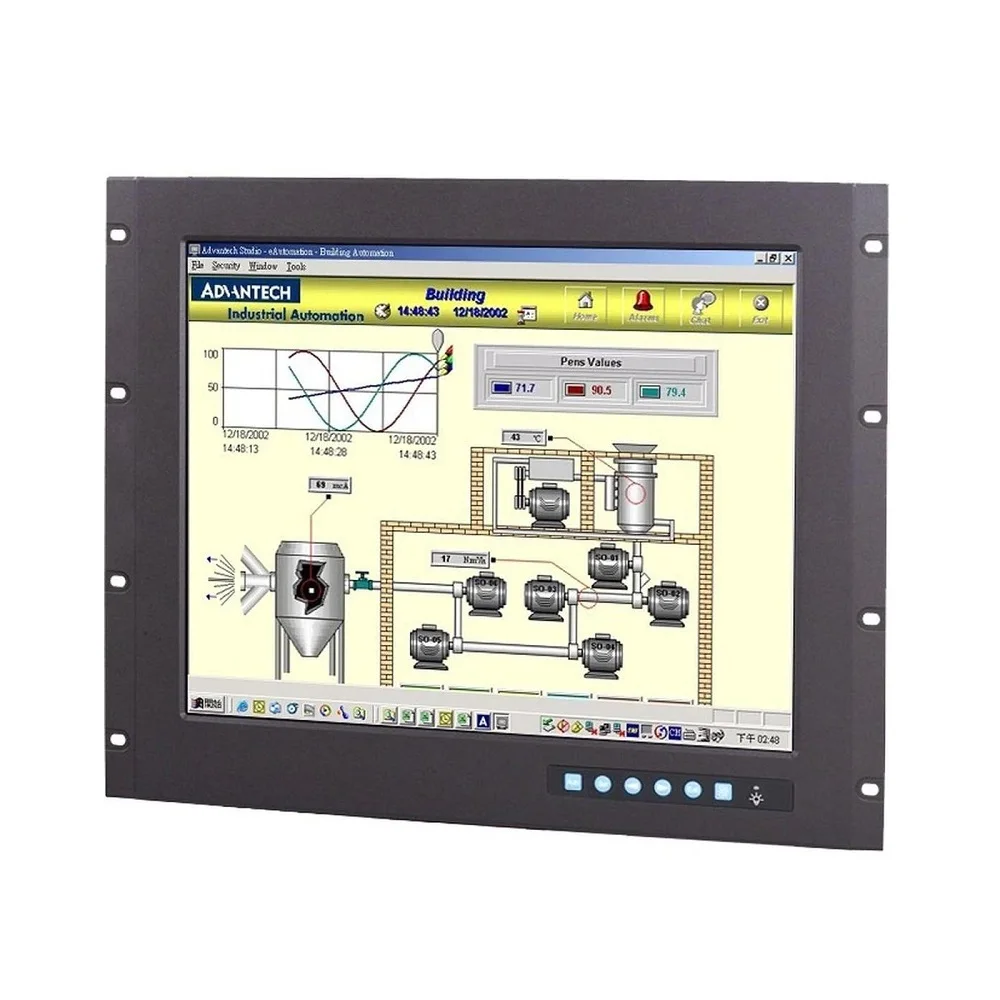 ADVANTECH FPM-3191G-R3BE 9U Rackmount 19 Inch SXGA Industrial  r with Resistive Touch Control Direct VGA and DVI Ports