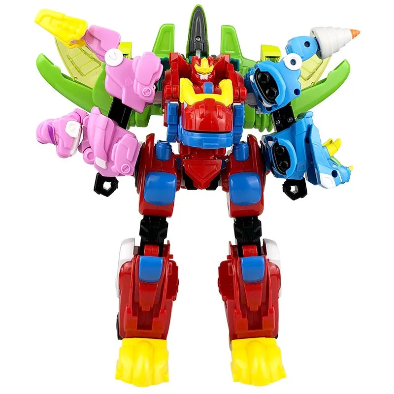 4 IN 1 Gogo Dino Explorer Deformation Robot Toy Action Figures Transformation Car Airplane Gogo King Dinosaur Toys for Kids Gift