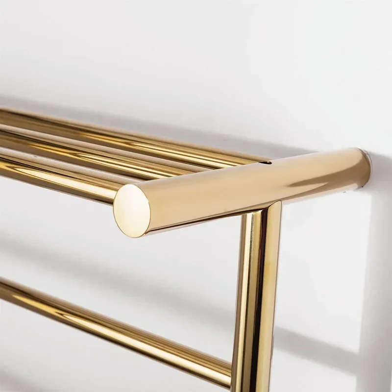 Titanium Gold Heated Towel Rail 304 Stainless Steel Wall Mounted Electric Heating Toilet Towel Drying Rack for Bathroom