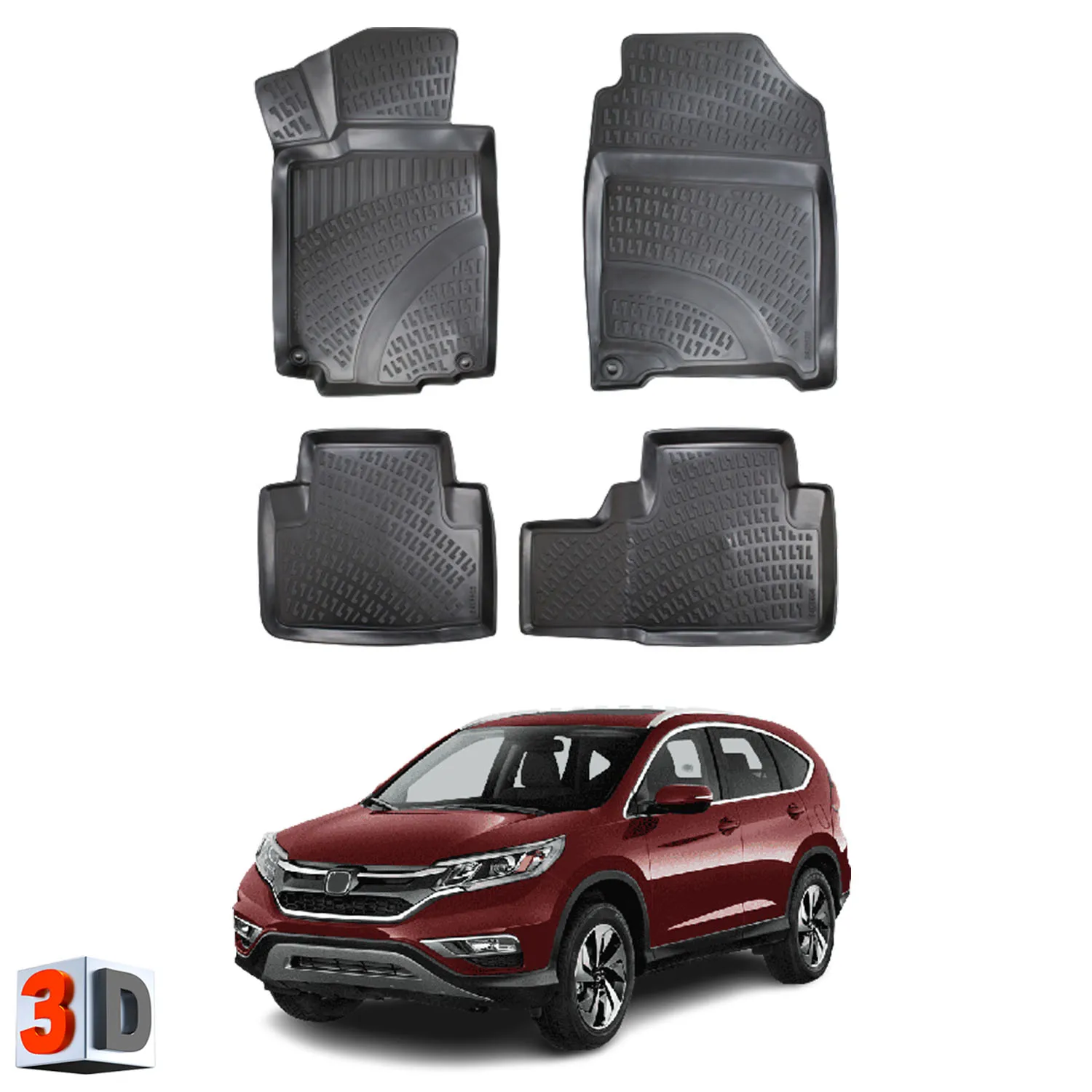 Honda CR-V - (2018-2022) Floor Mats Liner Waterproof 3D - (Black)