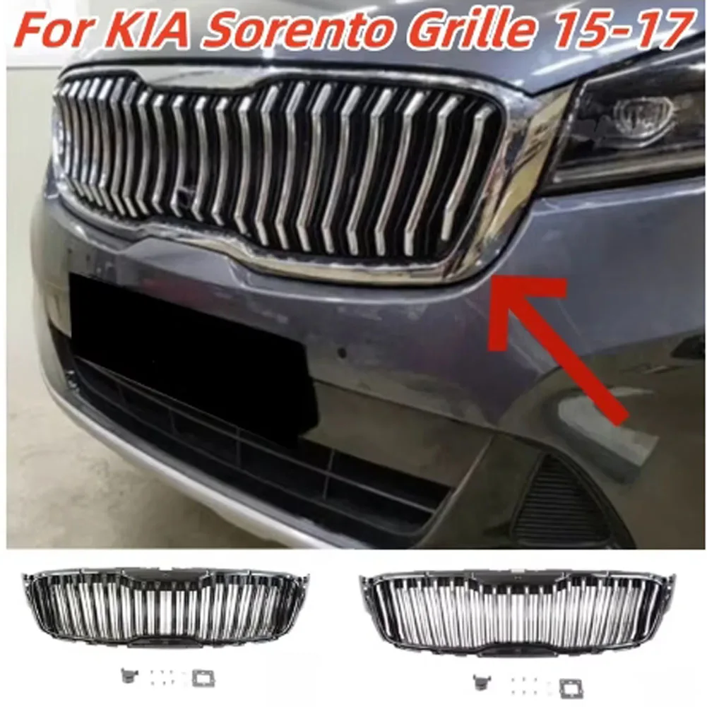 High Quality Refit Front Grille Racing Grill Tuning For Kia Sorento 2015 2016 2017 ABS Radiator Grille Frame Trim Car Styling