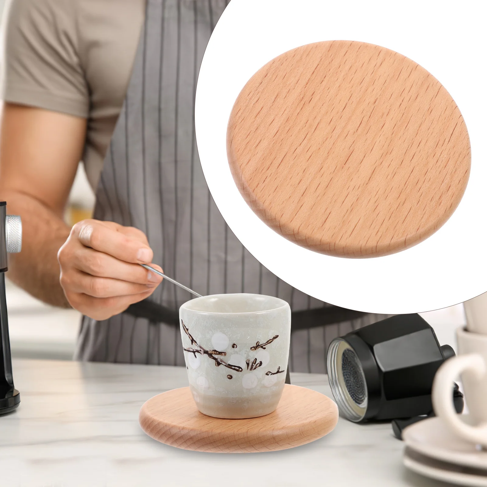 

Heat-Resistant Wooden Coaster Anti-Skid Cup Mats for Home Kitchen Table Protection Practical Use Wood Coasters for Drinks