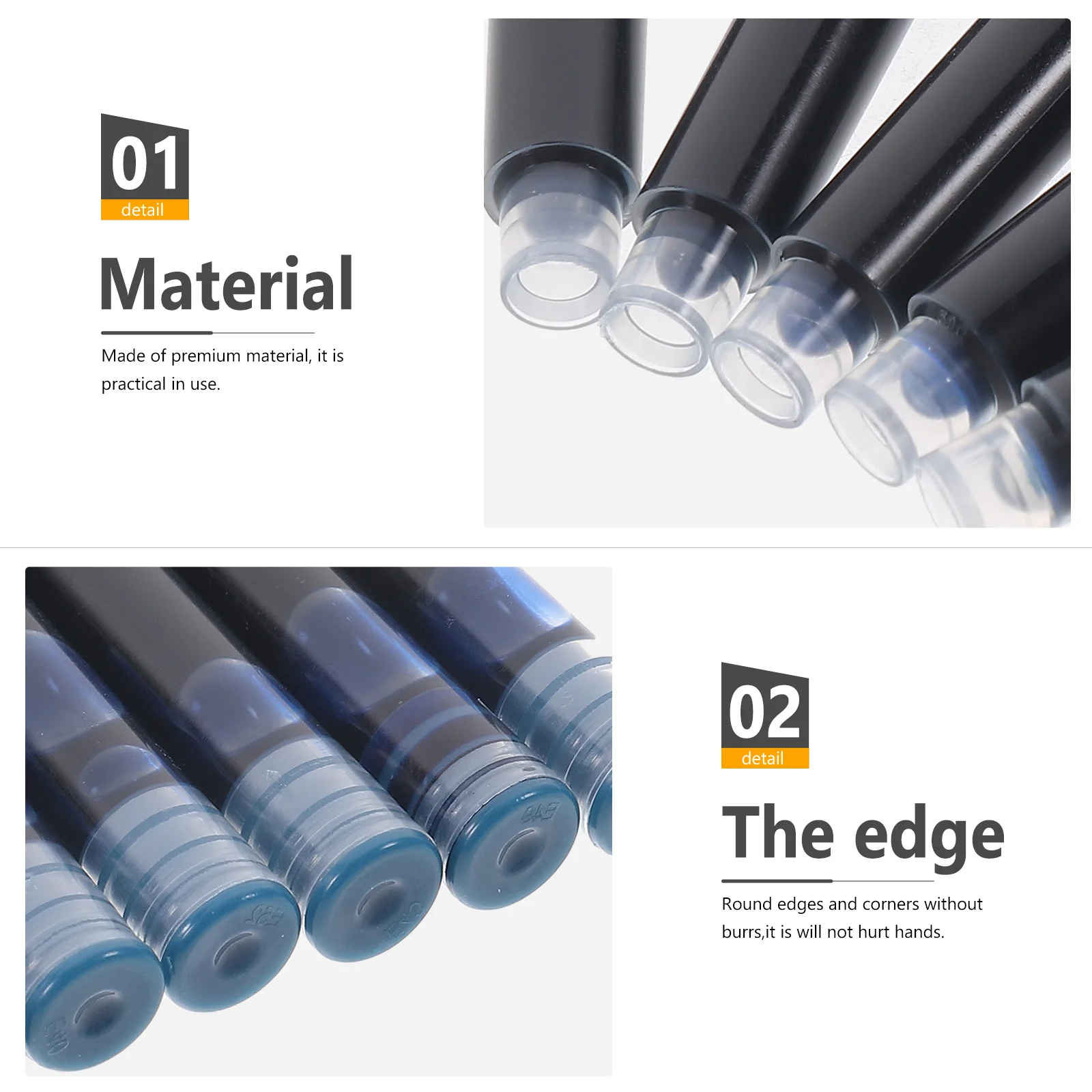 100 قطعة أسود أزرق قلم حبر خرطوشة الحبر عبوات 3.4 مللي متر استبدال الملحقات لكتابة اللوازم المدرسية متعددة الاستخدام #4