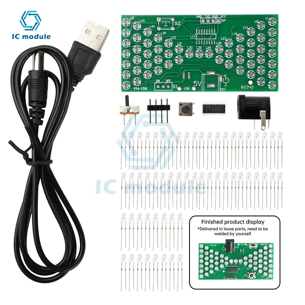 

DC 5V Electronic Hourglass DIY Kit with LED Lamps Double Layer PCB Board Funny DIY Soldering Assembly Loose Parts