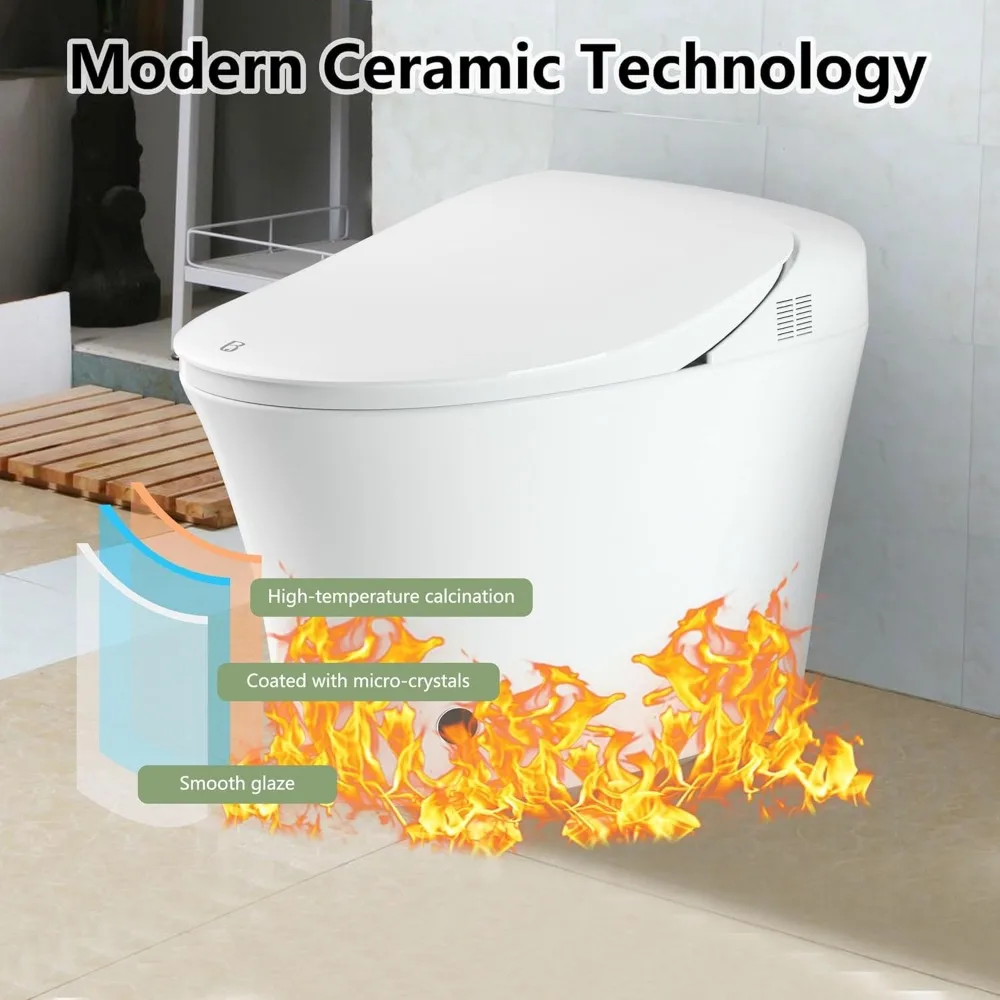 Smart Toilet,with Bidet Built in,Auto Flush, with Temperature Controlled Wash, Warm Air Drying,One Piece Toilet