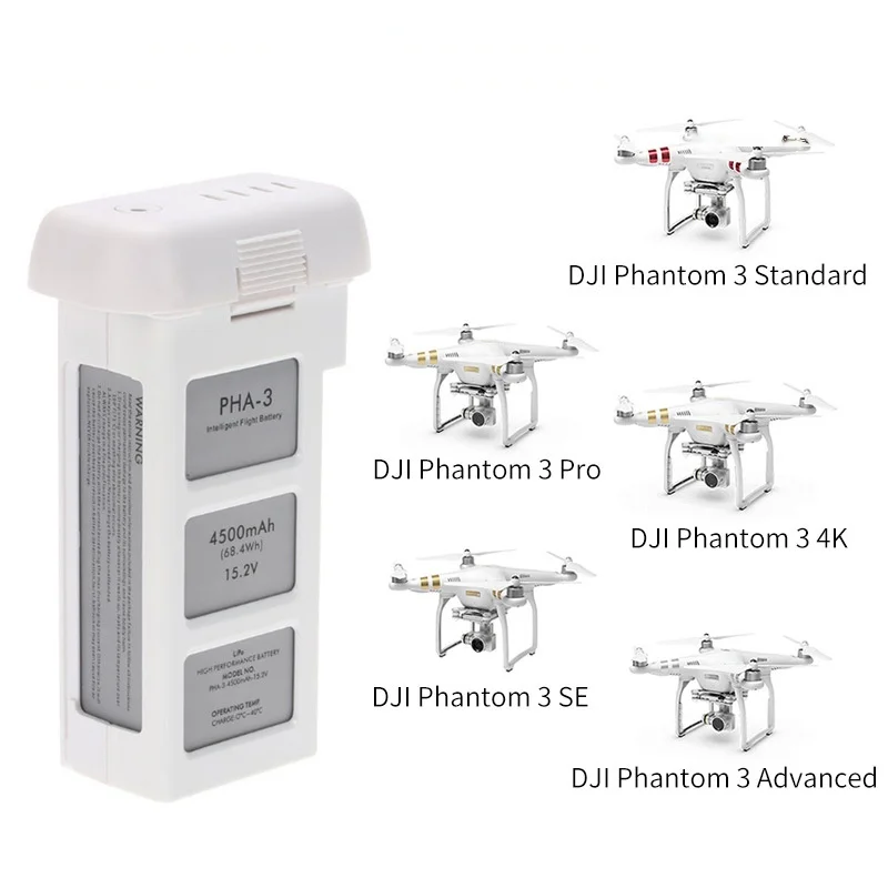 2pcs for Phantom 3 Battery Drone Intelligent Flight Battery 4500mAh Flight Time 23 Minutes Compatible with Phantom 3 Pro Series